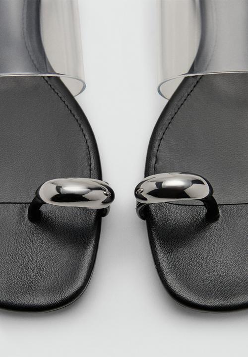 MANGO - Drop toe post slide - black