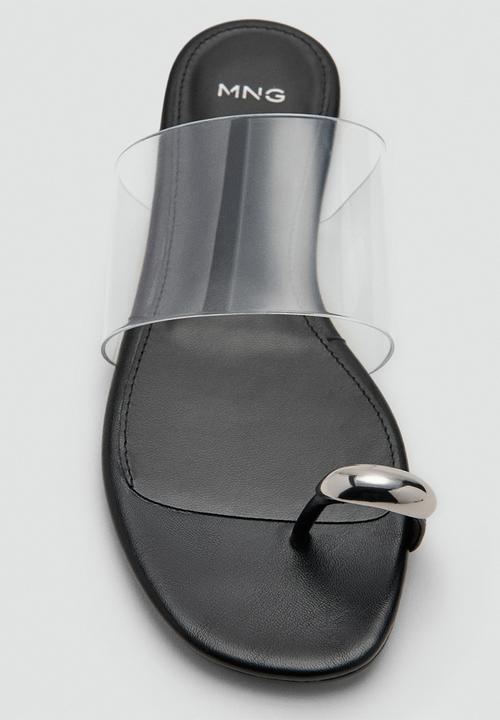 MANGO - Drop toe post slide - black