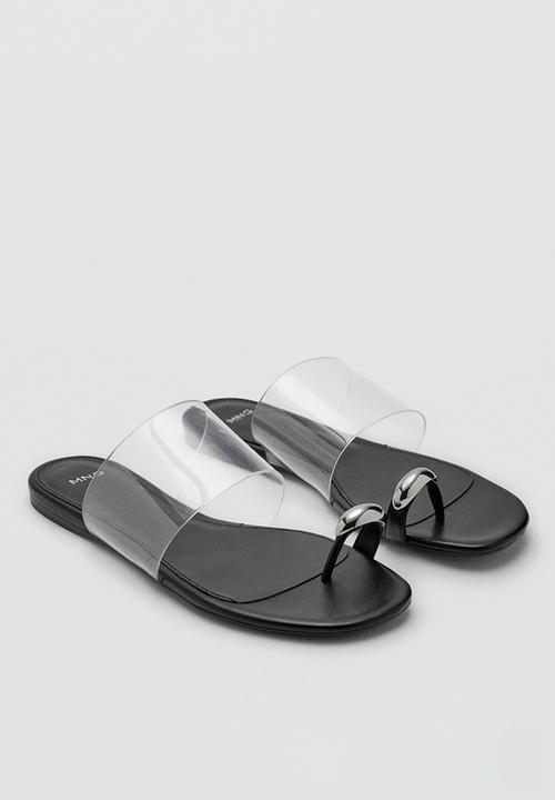 MANGO - Drop toe post slide - black