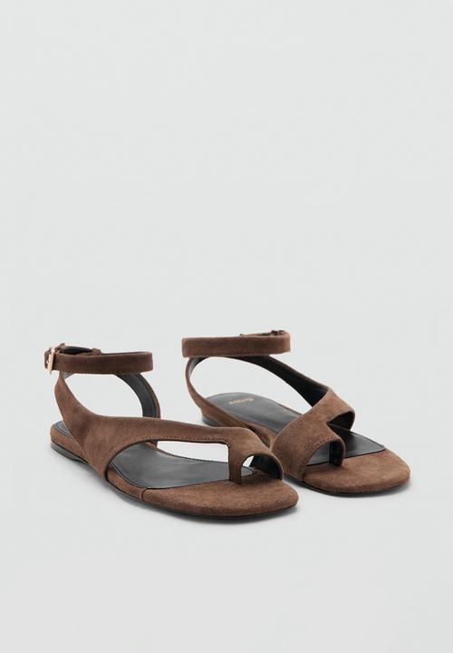 MANGO - Font toe post ankle strap - brown