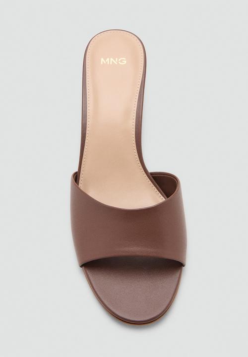 MANGO - Hide open toe mule - dark brown