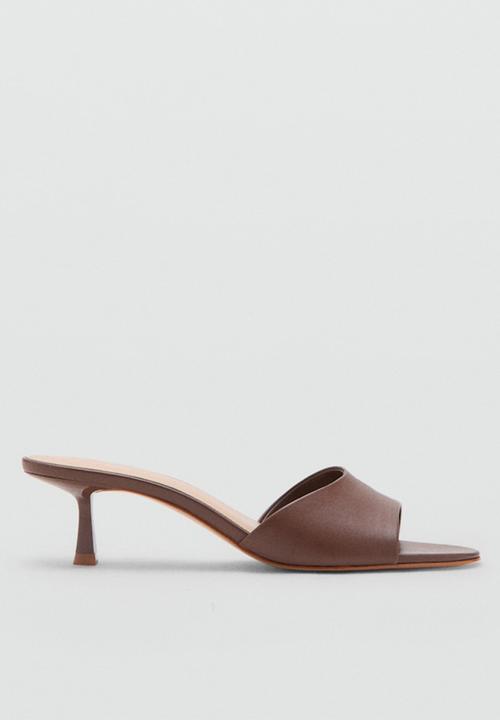 MANGO - Hide open toe mule - dark brown