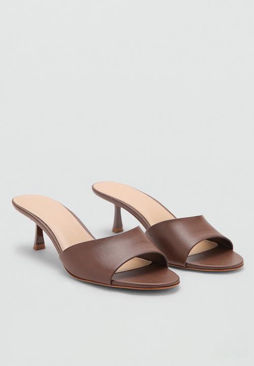 MANGO - Hide open toe mule - dark brown