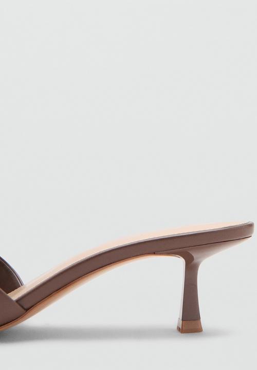 MANGO - Hide open toe mule - dark brown