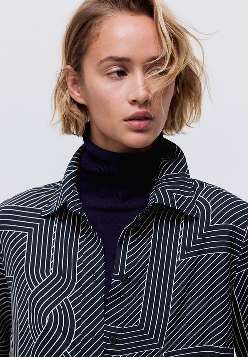 H&M - Shirt - navy blue/patterned