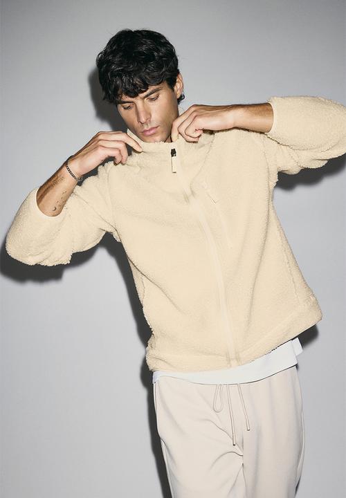 H&M - Regular fit teddy sports jacket - beige