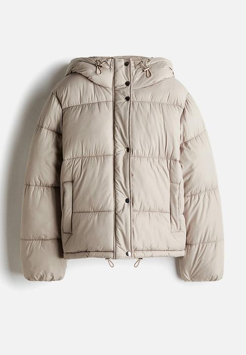 H&M - Hooded puffer jacket - light greige
