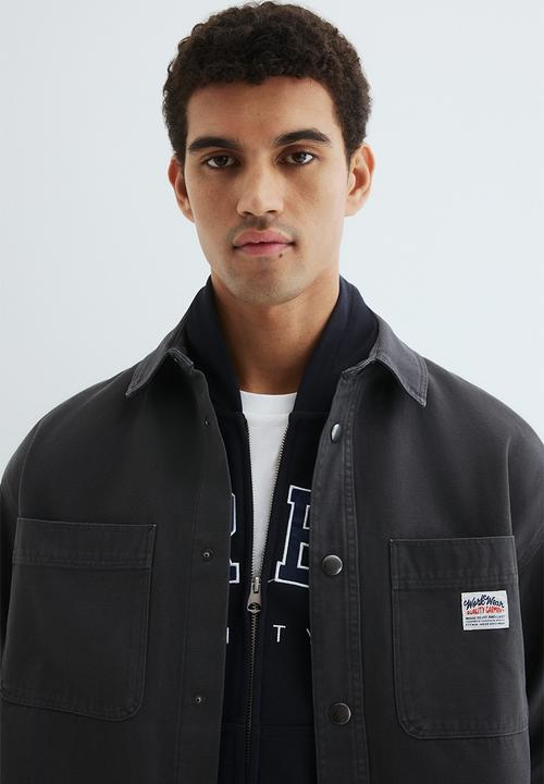 H&M - Oversized fit canvas overshirt - dark grey