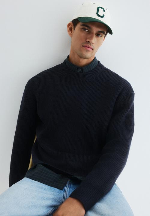 H&M - Loose fit rib-knit jumper - navy blue