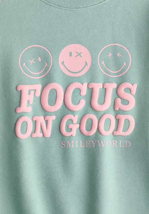 H&M - Oversized print-motif sweatshirt - light green/smileyworld?