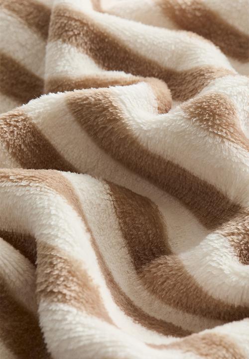 H&M - Striped fleece blanket - beige/striped