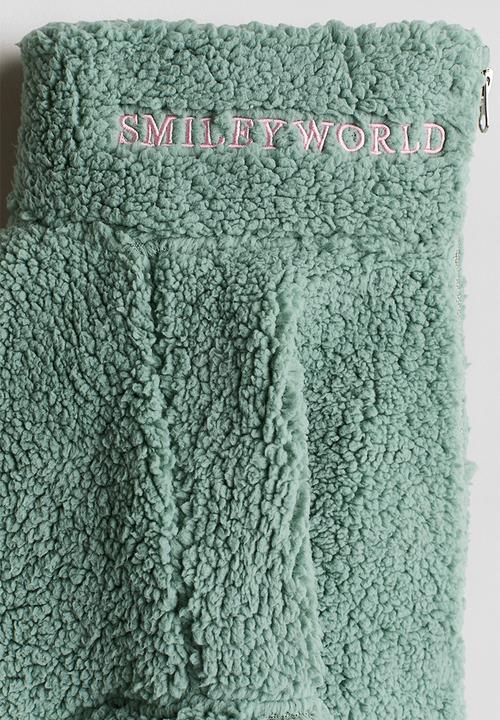 H&M - Motif-detail teddy jacket - green/smileyworld