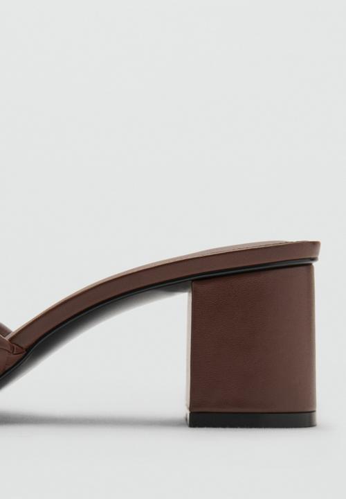 MANGO - Braid open toe mule - dark brown