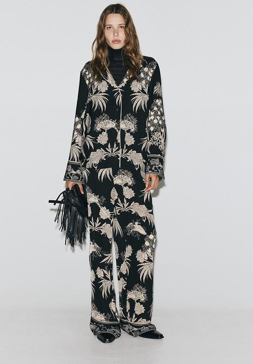 H&M - Printed resort shirt - black/patterned