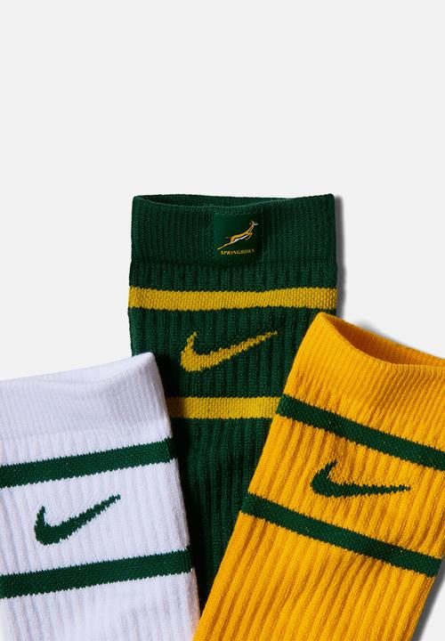 Nike - Springbok Everyday Cushioned Socks  3PK - Green/Gold/White