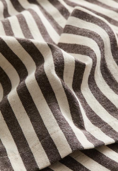 H&M - Linen-blend tablecloth - dark brown/striped