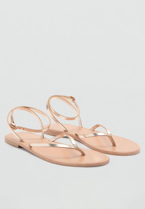 MANGO - Sandra t-bar ankle strap - gold