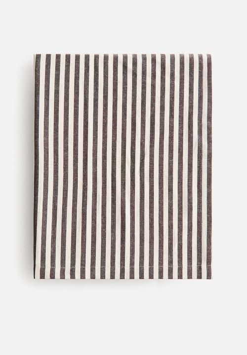 H&M - Linen-blend tablecloth - dark brown/striped