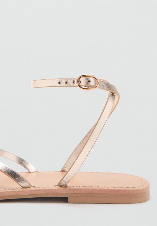 MANGO - Sandra t-bar ankle strap - gold