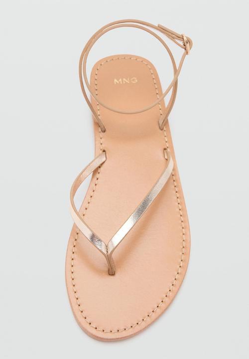 MANGO - Sandra t-bar ankle strap - gold