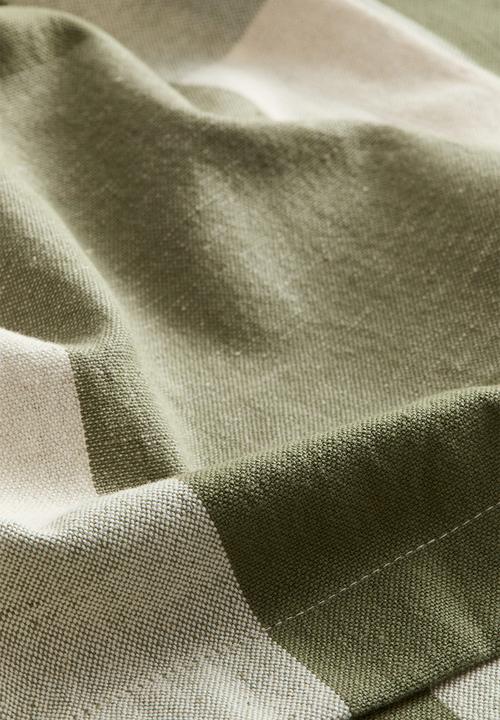H&M - Linen-blend tablecloth - khaki green/gingham check