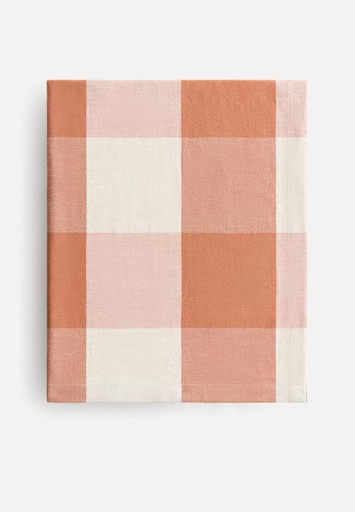 H&M - Linen-blend tablecloth - orange/gingham check