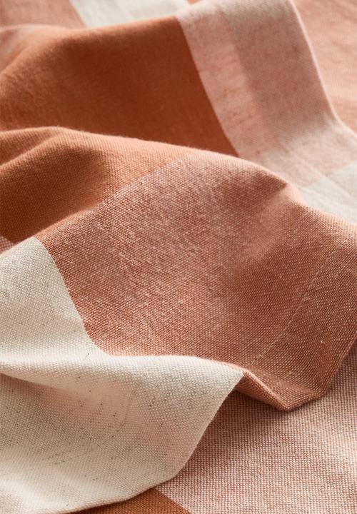 H&M - Linen-blend tablecloth - orange/gingham check