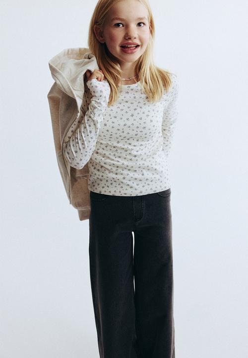 H&M - Denim-look wide trousers - dark denim grey