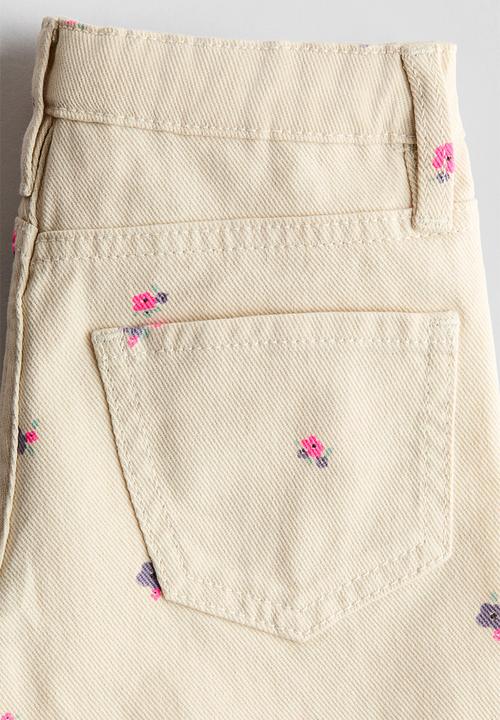 H&M - Printed cotton twill shorts - beige/floral