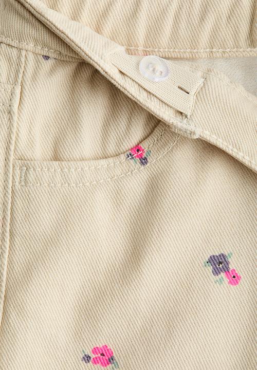 H&M - Printed cotton twill shorts - beige/floral