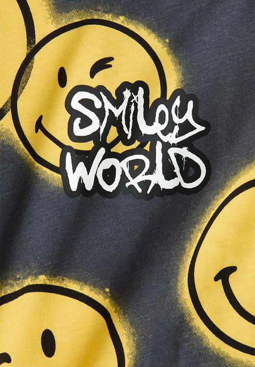 H&M - Printed T-shirt - dark grey/smileyworld