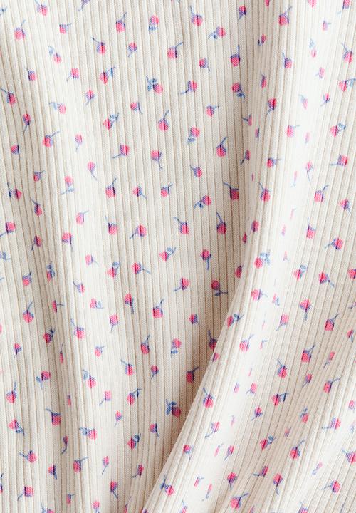 H&M - Ribbed cotton top - cream/floral