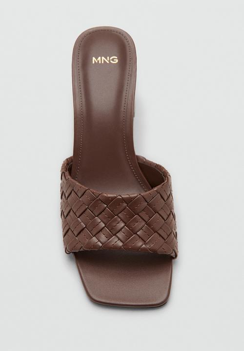 MANGO - Braid open toe mule - dark brown