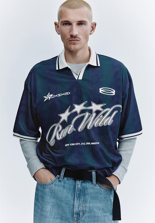Loose fit football shirt - dark blue/run wild