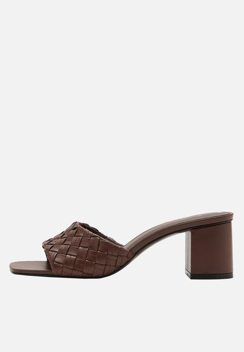 MANGO - Braid open toe mule - dark brown