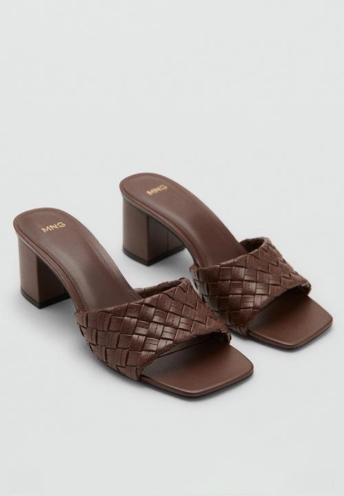 MANGO - Braid open toe mule - dark brown