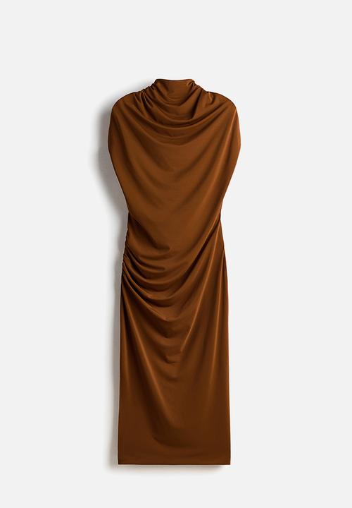 H&M - Draped midi dress - brown