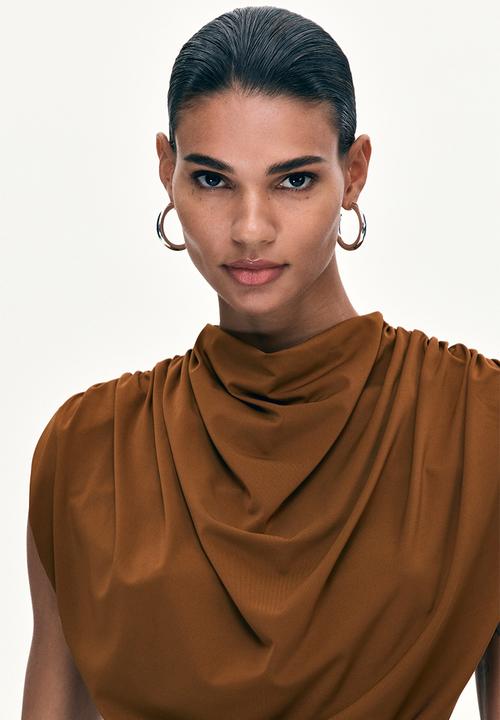 H&M - Draped midi dress - brown