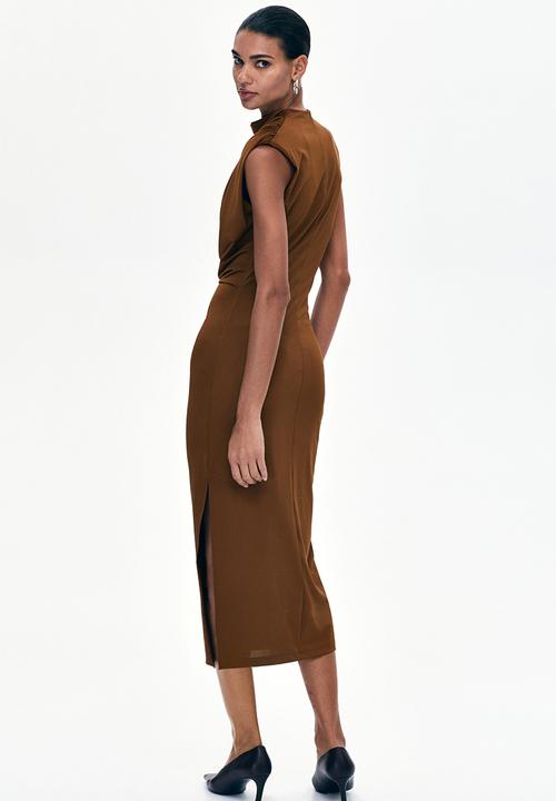 H&M - Draped midi dress - brown