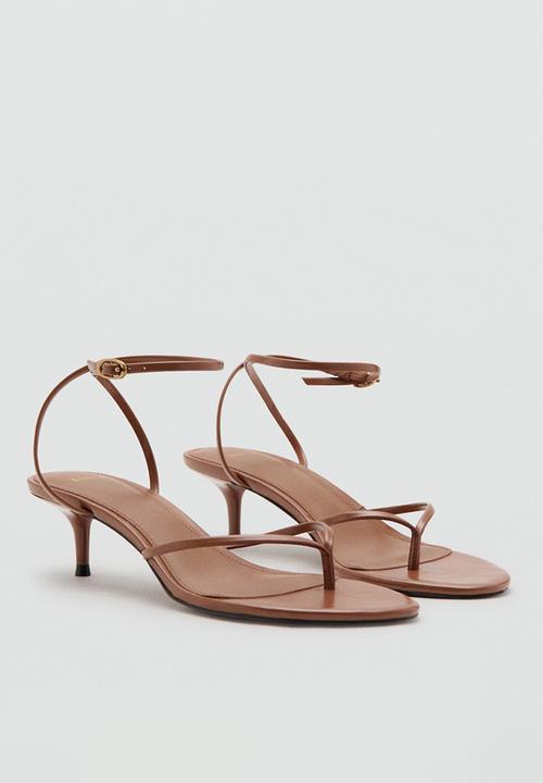 MANGO - Sori open toe ankle strap - medium brown