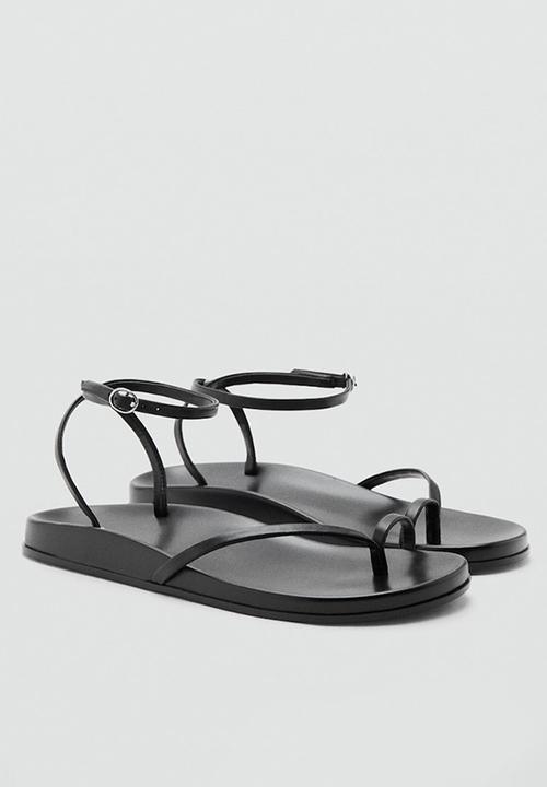 MANGO - Ellen toe post ankle strap - black