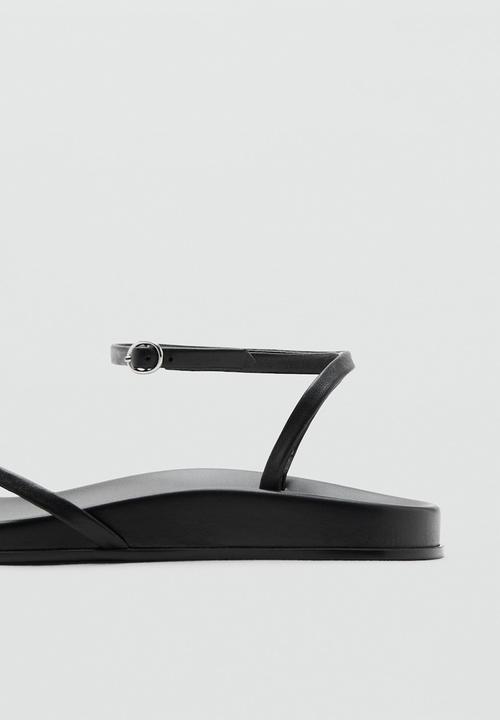 MANGO - Ellen toe post ankle strap - black