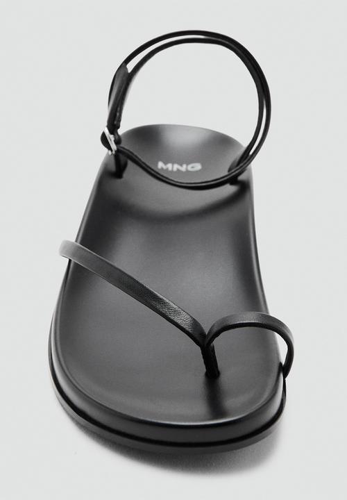 MANGO - Ellen toe post ankle strap - black