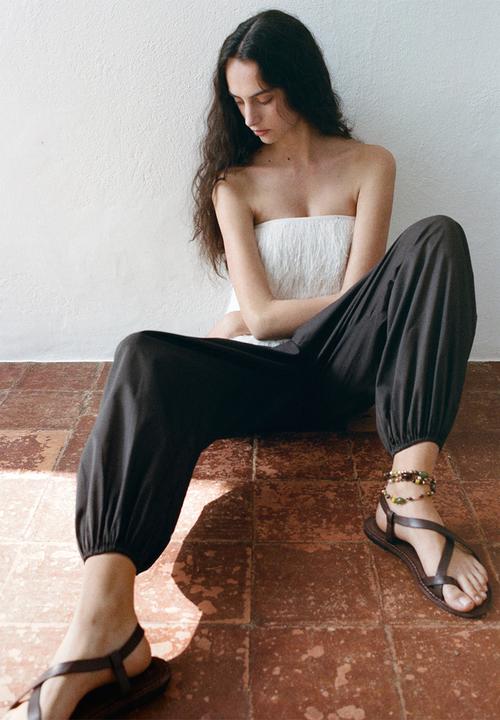 MANGO - Enne toe post slingback - dark brown