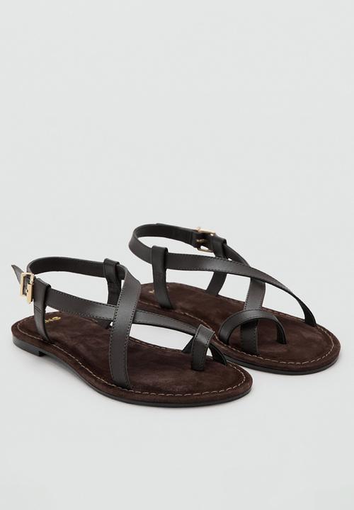 MANGO - Enne toe post slingback - dark brown