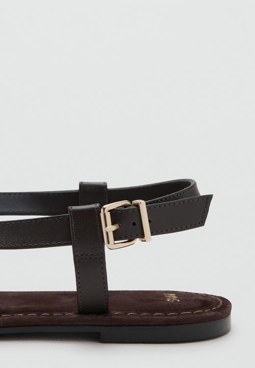 MANGO - Enne toe post slingback - dark brown