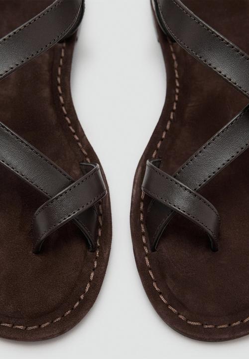 MANGO - Enne toe post slingback - dark brown