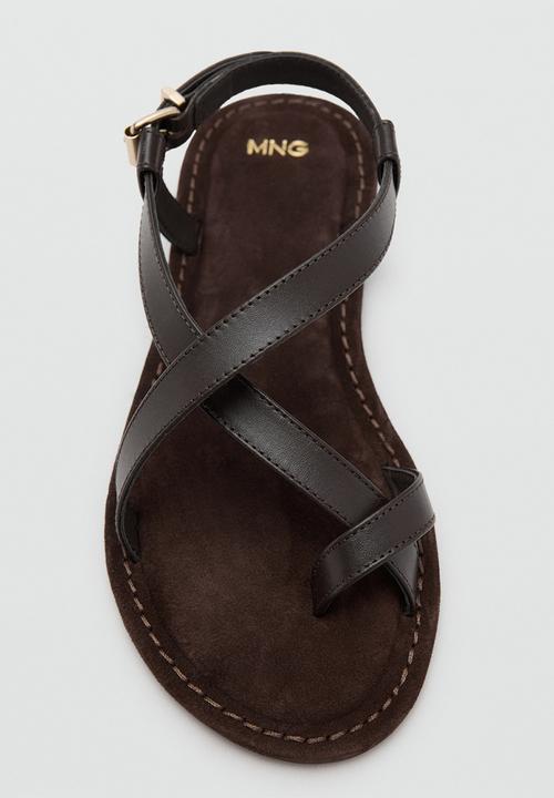 MANGO - Enne toe post slingback - dark brown
