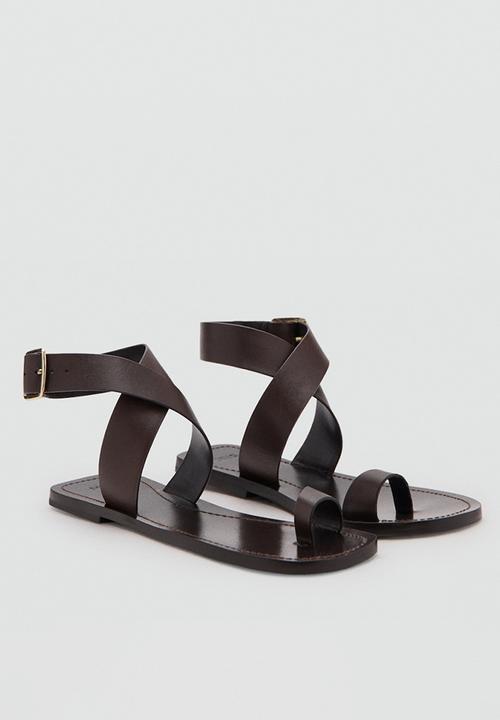 MANGO - Brigui toe post ankle strap - dark brown