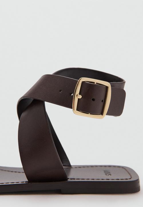 MANGO - Brigui toe post ankle strap - dark brown